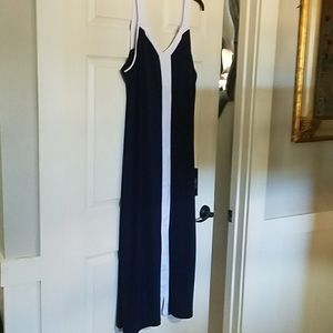 Navy blue white sleeveless maxi dress Avenue